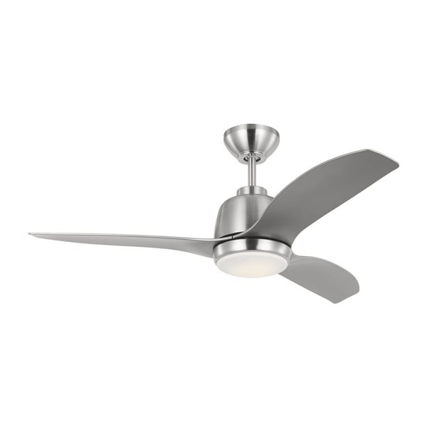 Generation Lighting Avila 44-in 3-Blade Brushed Steel Modern Indoor/Outdoor LED Ceiling Fan w/ Remote