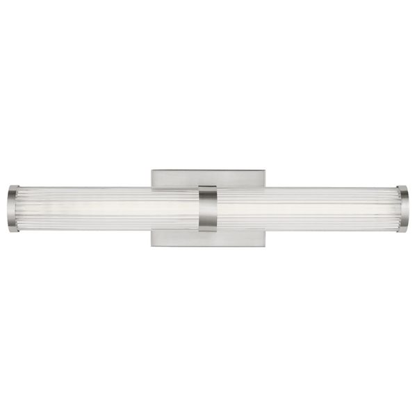 Generation Lighting Syden 24-in Nickel Transitional 1-Light Medium Vanity Light w/ Frosted Clear Glass Shades