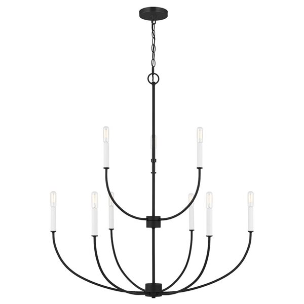 Generation Lighting Greenwich 32-in W Polished Black Modern 9-Light Candle Steel Chandelier