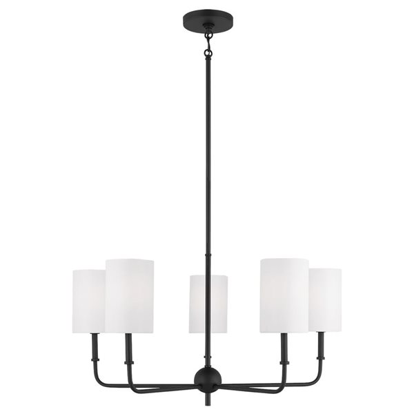 Generation Lighting Foxdale 26-in W Polished Black Transitional 5-Light Tiered Steel Chandelier