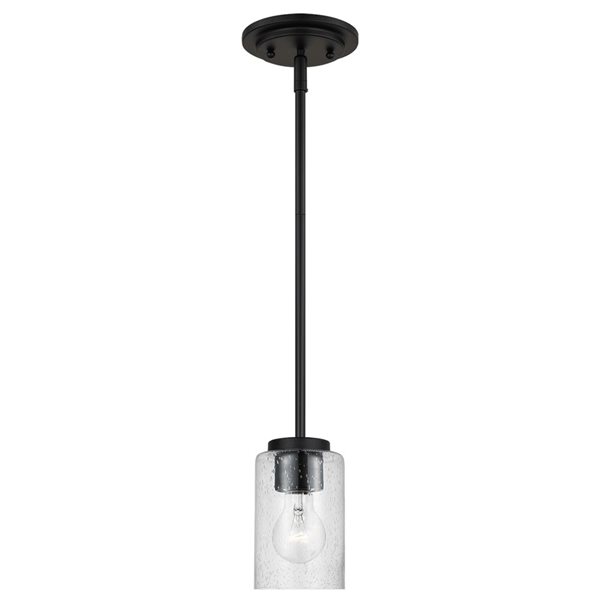 Generation Lighting Oslo 5.75-in H Midnight Black 1-Light Mini Pendant w/ Clear Glass