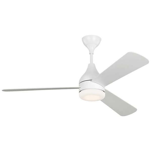 Generation Lighting Streaming 52-in 3-Blade White Modern Indoor/Outdoor LED Ceiling Fan w/ Remote