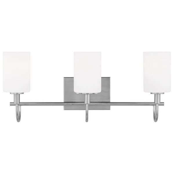 Generation Lighting Oak Moore 23.88-in Nickel Traditional 3-Light Vanity Light w/ Etched Glass Shades