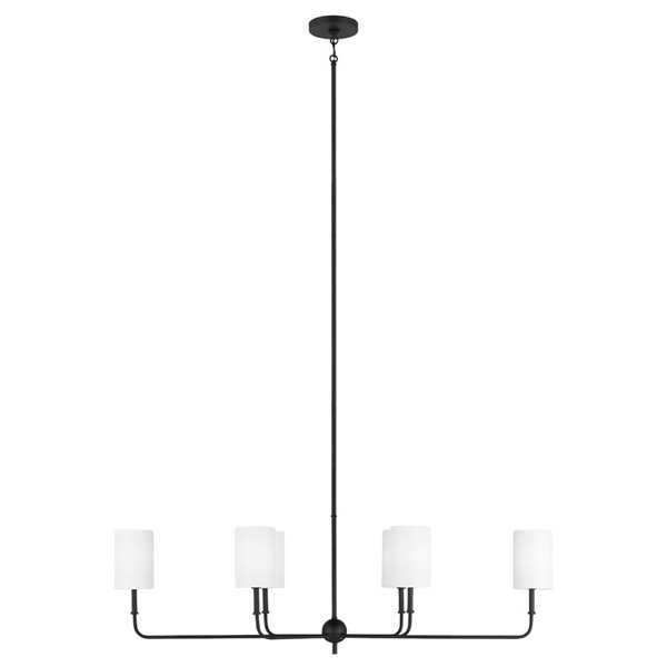 Generation Lighting Foxdale 44-in W Polished Black Transitional 6-Light Linear Steel Chandelier