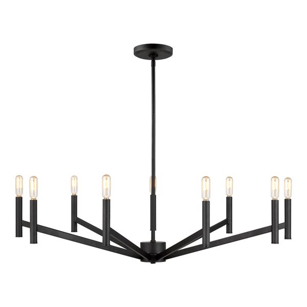 Generation Lighting Vector 36-in W Polished Black Modern 9-Light Tiered Steel Chandelier
