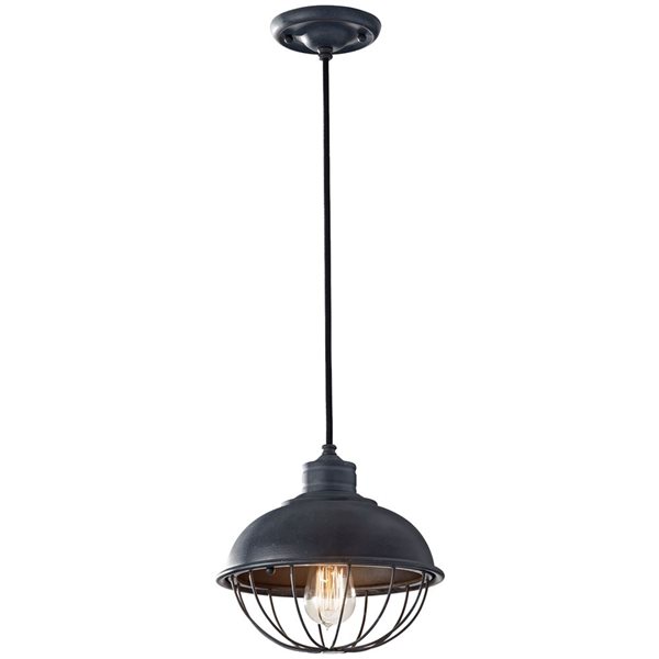 Generation Lighting Urban Renewal Gray Round Cage Pendant Light