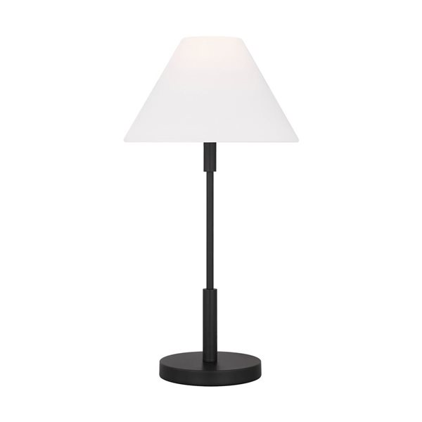 Generation Lighting Porteau Black Medium Table Lamp with White Linen Shade