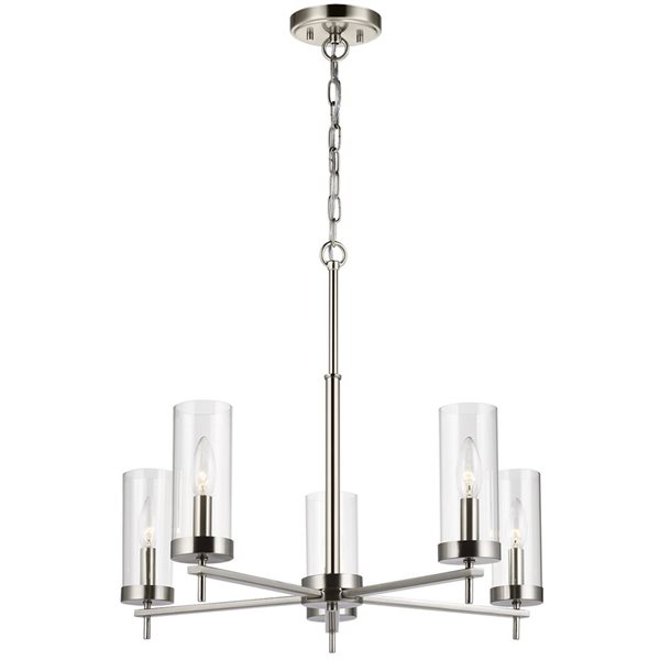 Generation Lighting Zire Brushed Nickel Modern 5-Light Tiered Steel Chandelier