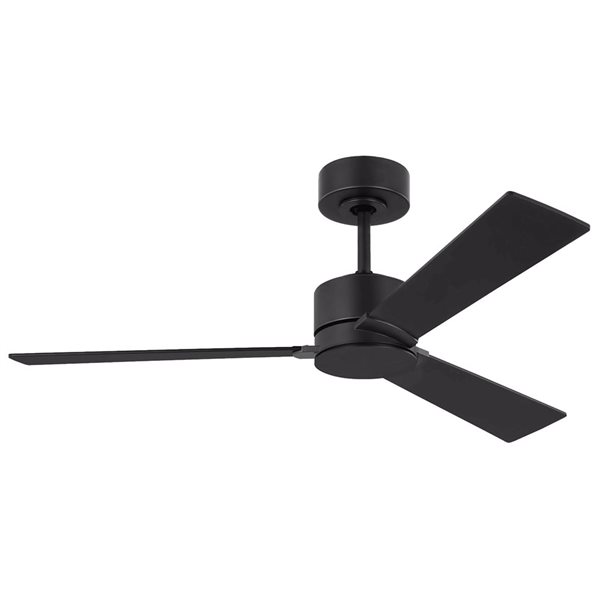 Generation Lighting Rozzen 44-in 3-Blade Black Modern Indoor/Outdoor Ceiling Fan w/ Remote