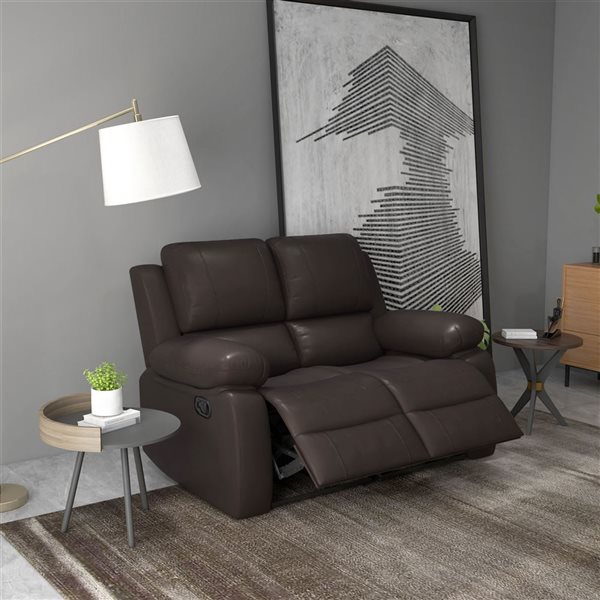 HOMCOM Reclining Loveseat in PU Leather - Brown