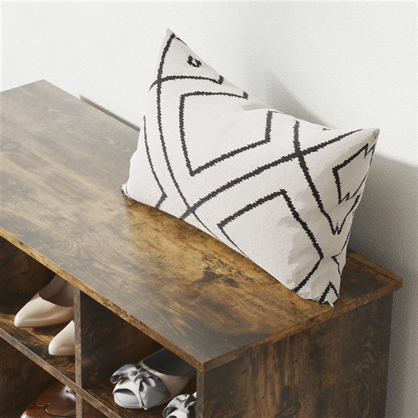 HOMCOM Coat Rack and Shoe Bench w/ 8 Storage Cubbies and Hooks - Rustic Brown