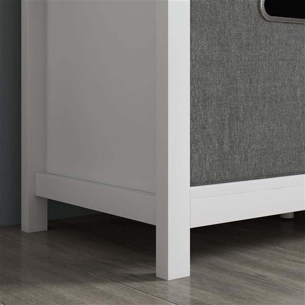 HOMCOM 41.3 W x 13.8 D x 18.5-in H White Composite/Grey Cushion Organizer Shoe Bench w/ Fabric Drawers