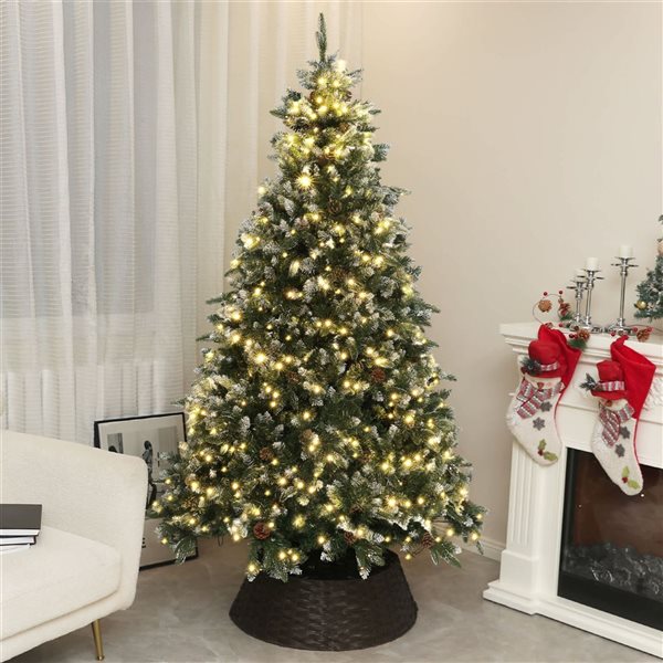 HOMCOM 7-ft H Green Prelit Full Artificial Christmas Tree w/ 450 Dual Colour LED Light - 1466 Tips