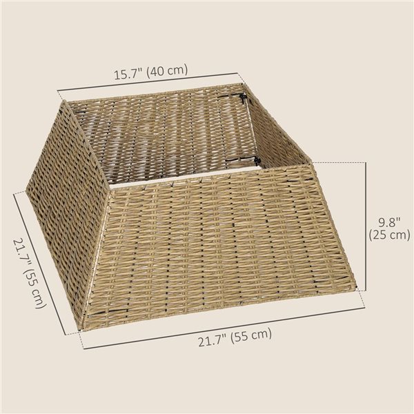 HOMCOM 21.7 W x 9.8-in H Brown Handwoven Plastic Rustic Christmas Tree Base Cover