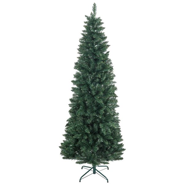 HOMCOM 7-ft H Green Pencil Artificial Christmas Tree w/ Steel Base - 687 Tips