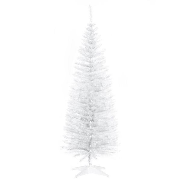 HOMCOM 5-ft H White Pencil Artirficial Christmas Tree w/ Realistic Branches - 294 Tips