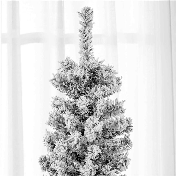 HOMCOM 7.5-ft H Black Snow-Flocked Pencil Artificial Christmas Tree w/ 738 Tips