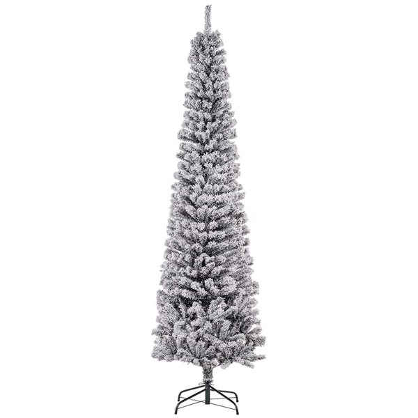 HOMCOM 7.5-ft H Black Snow-Flocked Pencil Artificial Christmas Tree w/ 738 Tips