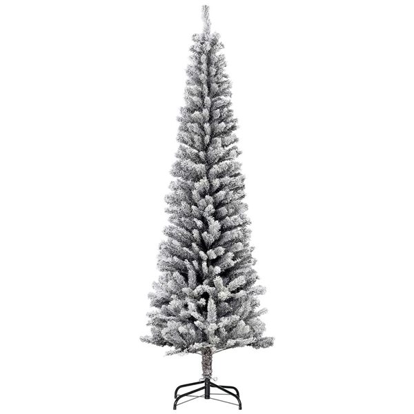 HOMCOM 6-ft H Black Snow-Flocked Pencil Artificial Christmas Tree w/ 492 Tips