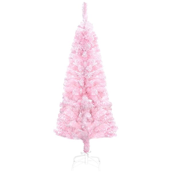 HOMCOM 4-ft H Pink Snow-Flocked Pencil Artificial Christmas Tree w/ Steel Base - 180 Tips