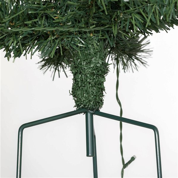 HOMCOM 2-ft H Green Dual Lighted Small Christmas Trees w/ Red Berries - 134 Tips