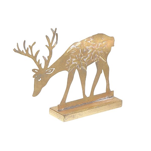 iH casadécor Gold Metal Reindeer Figurine Stand Leaning Down - 2/Pack