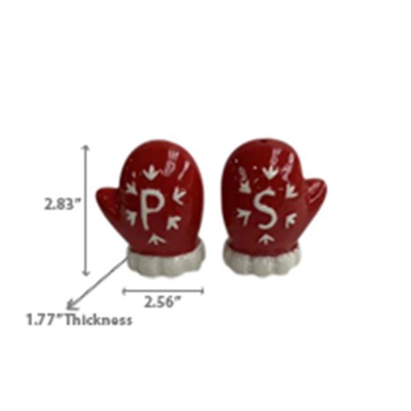 iH casadécor Ceramic Mittens Salt and Pepper Shaker Christmas Figurine Set