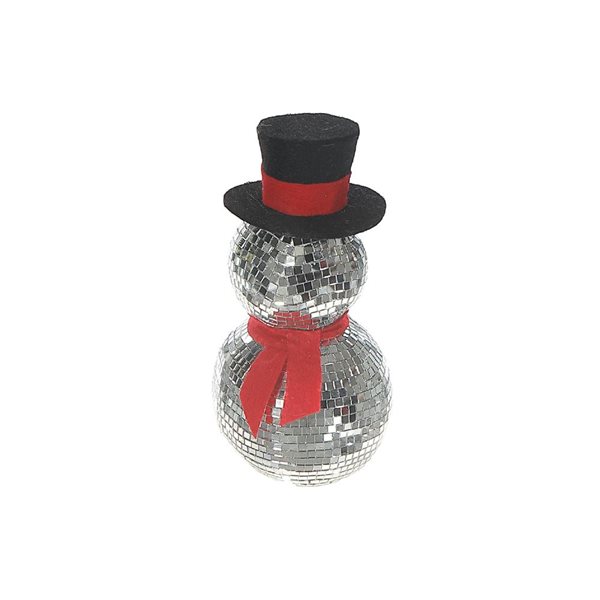 iH casadécor Sparkling Disco Mirror Snowman Christmas Figurine