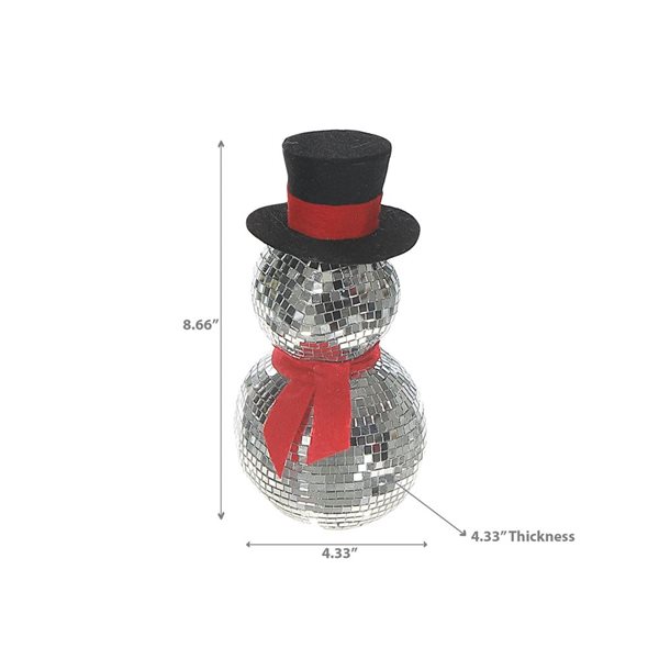 iH casadécor Sparkling Disco Mirror Snowman Christmas Figurine