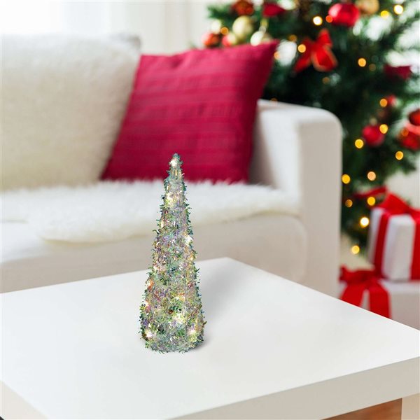 iH casadécor Medium LED Whimsical Cone Tree Christmas Figurine - 23.6-in