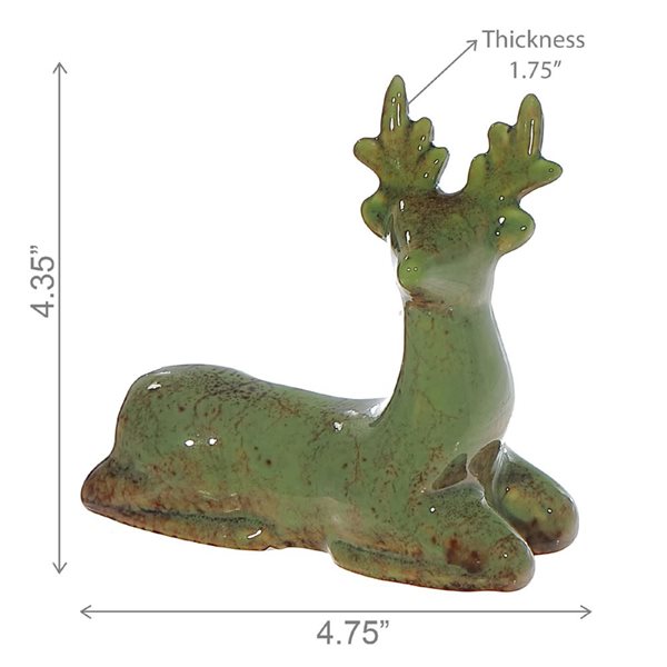iH casadécor Porcelain Sitting Reindeer Décor Christmas Figurine - Green