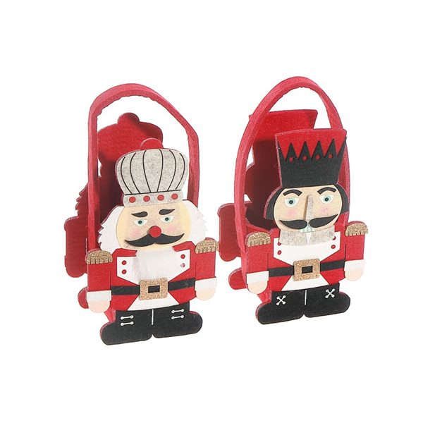 iH casadécor Assorted Felt Nutcracker Basket Christmas Figurine Set - 2/Pack