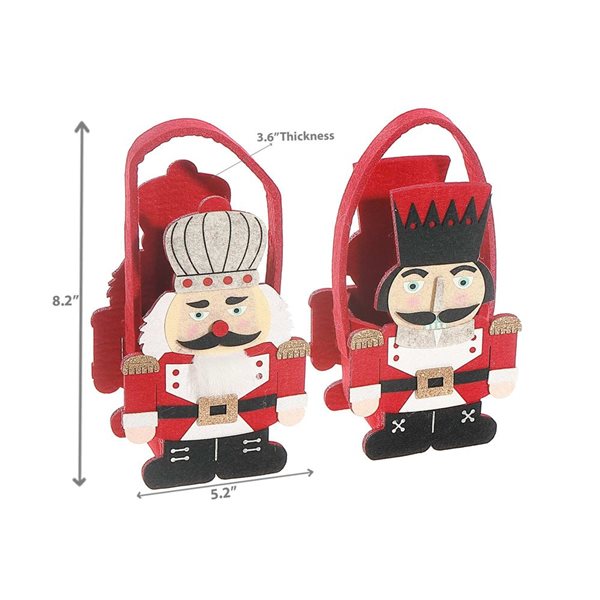 iH casadécor Assorted Felt Nutcracker Basket Christmas Figurine Set - 2/Pack