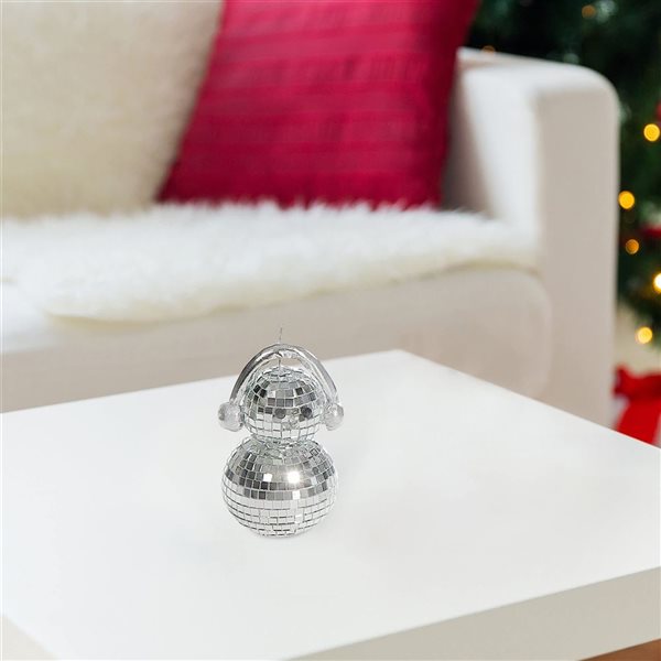 iH casadécor Silver Disco Snowman with Earmuffs Christmas Figurine Set - 2/Pack