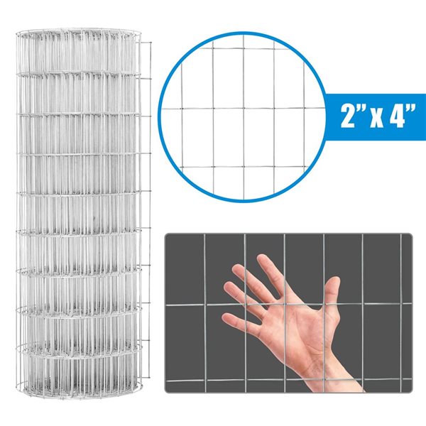Fencer Wire 4-ft x 50-ft 12.5-Gauge Silver Galvanized Steel Welded Wire Fence - 2 x 4-in Mesh