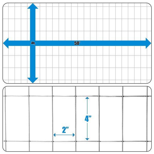 Fencer Wire 4-ft x 50-ft 12.5-Gauge Silver Galvanized Steel Welded Wire Fence - 2 x 4-in Mesh