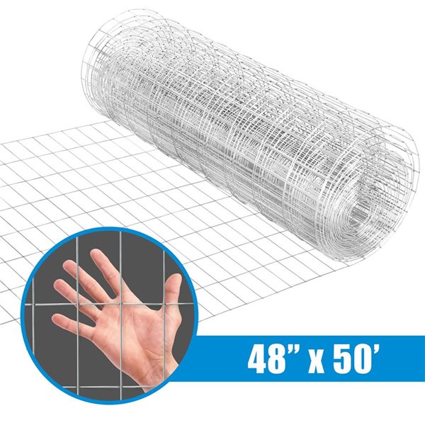 Fencer Wire 4-ft x 50-ft 12.5-Gauge Silver Galvanized Steel Welded Wire Fence - 2 x 4-in Mesh