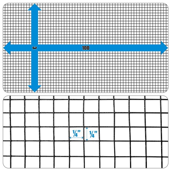 Fencer Wire 3-ft x 100-ft 23-Gauge Black Vinyl-Coated Steel Hardware Cloth - 1/4 x 1/4-in Mesh