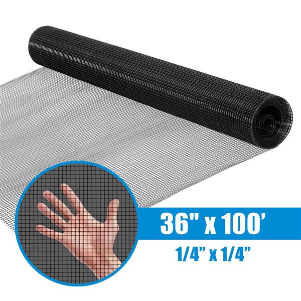 Fencer Wire 3-ft x 100-ft 23-Gauge Black Vinyl-Coated Steel Hardware Cloth - 1/4 x 1/4-in Mesh