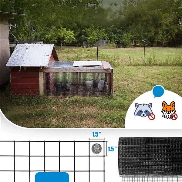 Fencer Wire 2-ft x 50-ft 16-Gauge Black PVC-Coated Steel Welded Wire Fence