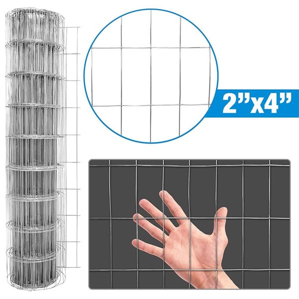 Fencer Wire 2-ft x 100-ft 16-Gauge Silver Galvanized Steel Welded Wire Fence - 1/2 x 1-in Mesh