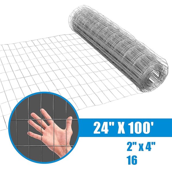 Fencer Wire 2-ft x 100-ft 16-Gauge Silver Galvanized Steel Welded Wire Fence - 1/2 x 1-in Mesh