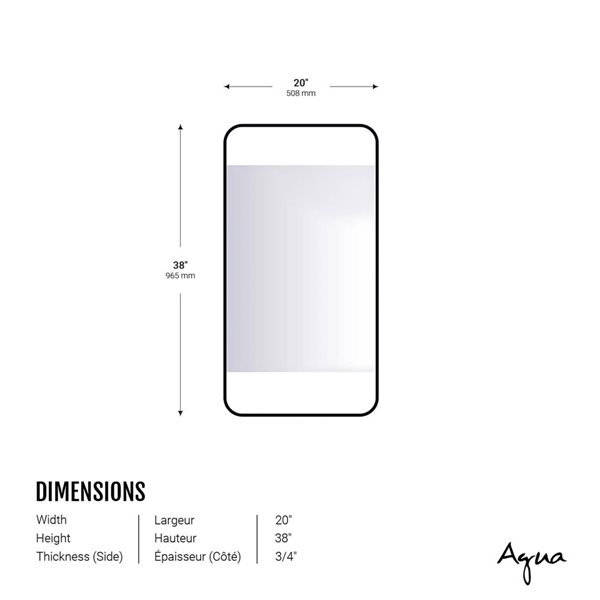 Agua Canada Olivia 20x38-in Rectangular Framed Mirror - Matte Black