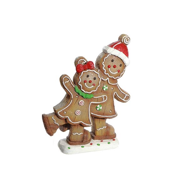iH casadécor LED Magnesia Double Gingerbread Skating Figurine - 1-Pack