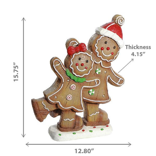iH casadécor LED Magnesia Double Gingerbread Skating Figurine - 1-Pack