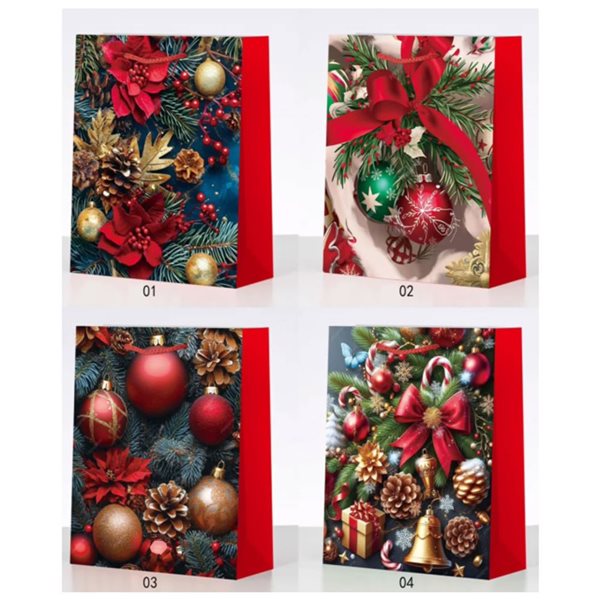 iH casadécor Assorted Ornaments Medium Christmas Paper Gift Bags - 12/Pack