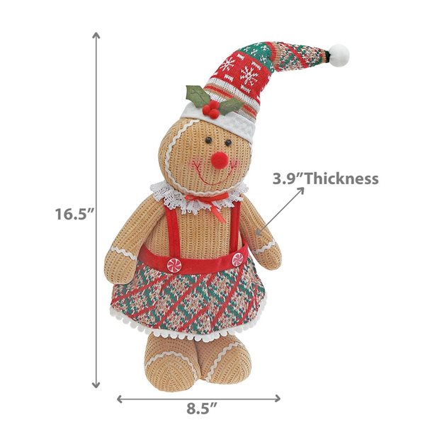 iH casadécor Gingerbread Baker Girl Plush Stander Figurine - 1-Pack