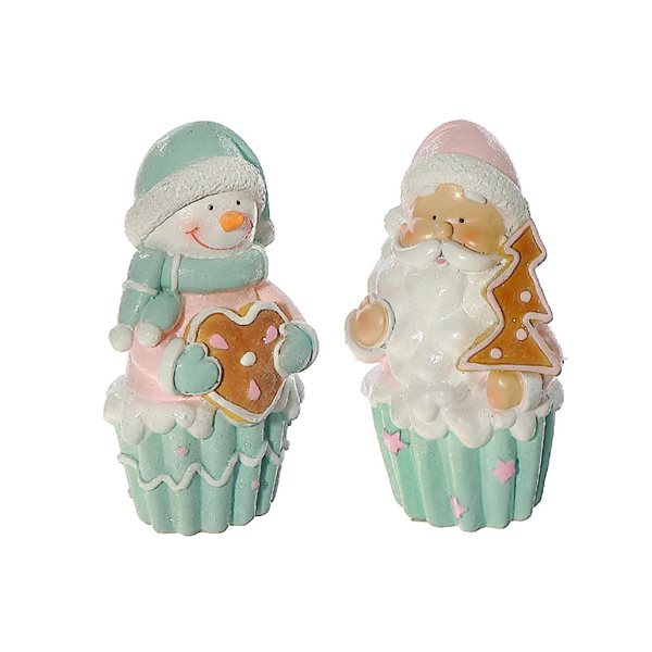 iH casadécor Polyresin Christmas Cupcake Figurines Assorted - 2-Pack