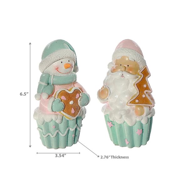 iH casadécor Polyresin Christmas Cupcake Figurines Assorted - 2-Pack