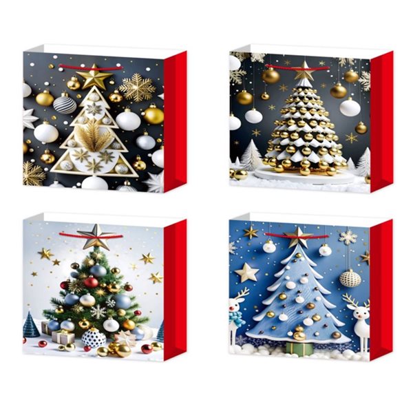iH casadécor Assorted Tree Large Christmas Paper Gift Bags - 12/Pack